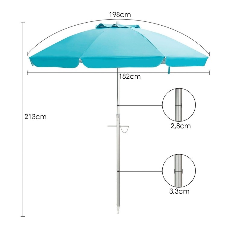 Parasol plażowy z regulacją nachylenia i torbą