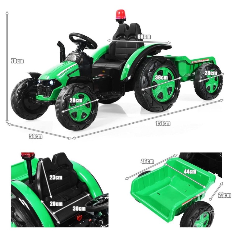 Traktor elektryczny dla dzieci z przyczepą i pilotem