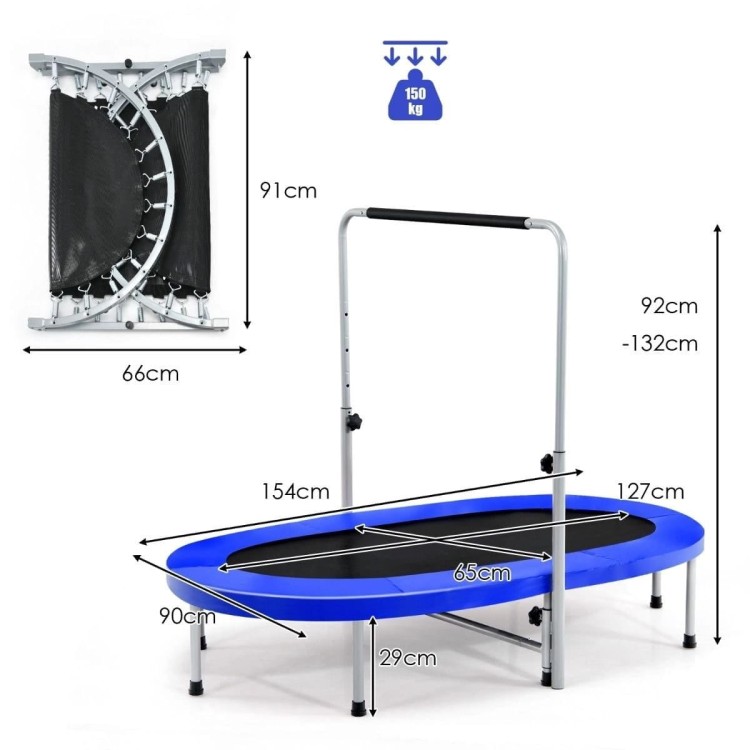 Podwójna trampolina do zabawy i ćwiczeń fitness z poręczą