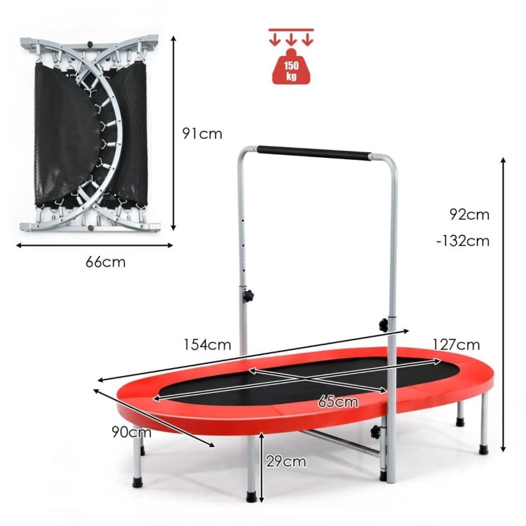 Podwójna trampolina do zabawy i ćwiczeń fitness z poręczą