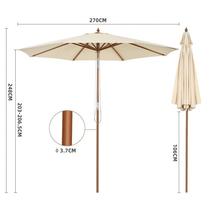 Parasol ogrodowy na balkon i taras 270 cm