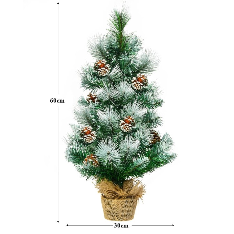 Sztuczna mini choinka z szyszkami, 60 cm