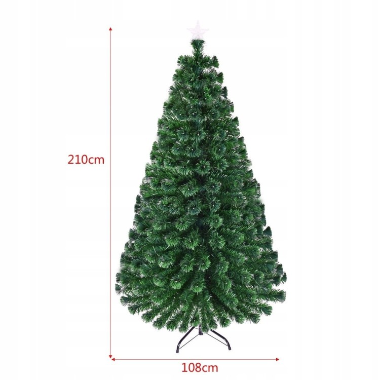 Sztuczna choinka świąteczna 210 cm na stojaku z światłami LED