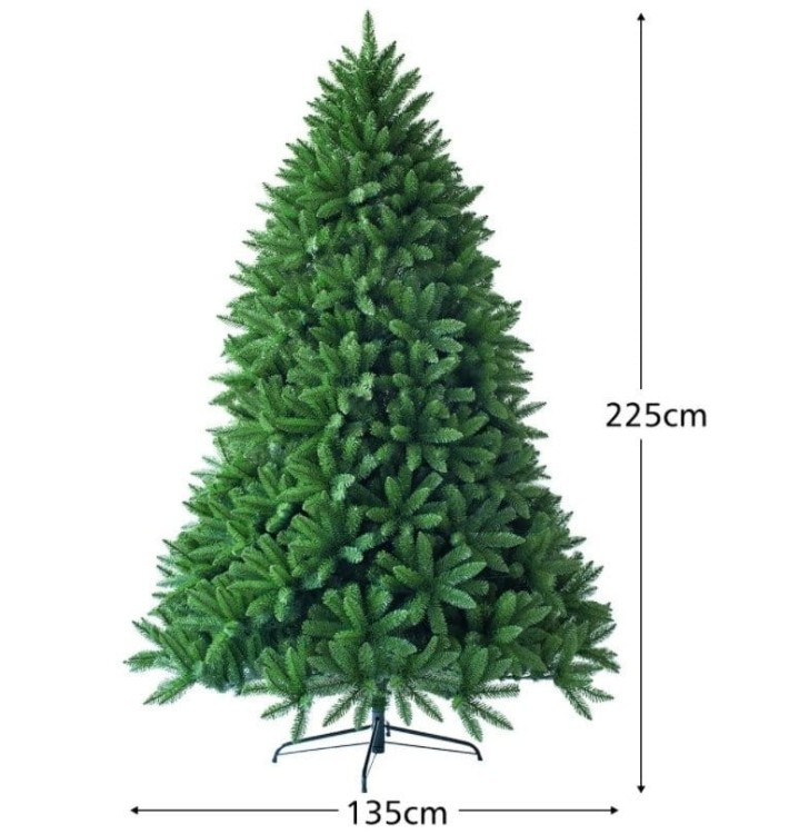 Świąteczna choinka 225 cm z metalową podstawą sztuczny świerk