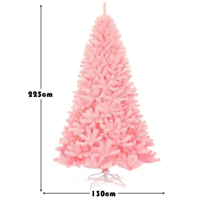 Bujna sztuczna choinka różowa z metalowym stojakiem 210 cm