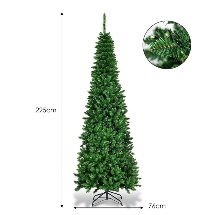 Choinka sztuczna jodła 225 cm wąska ze stojakiem