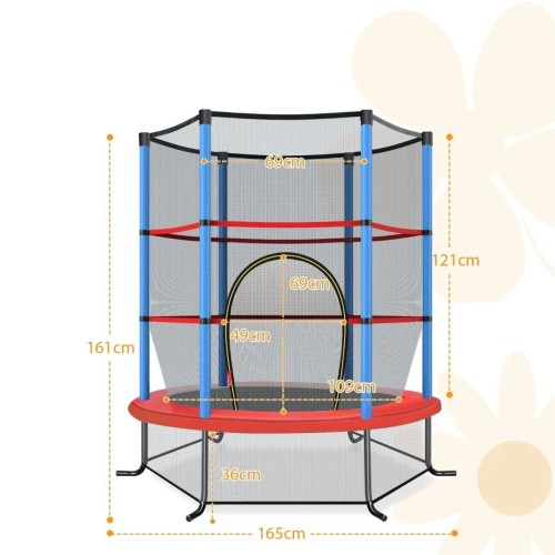 Trampolina dla dzieci z siatką i klapą 165 x 165 x 161 cm