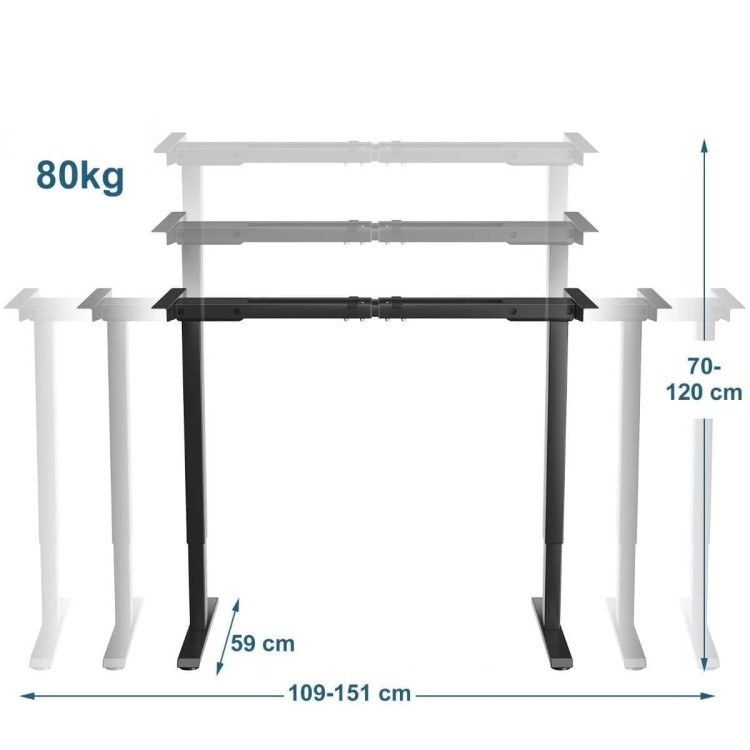 Elektryczny stelaż podstawa do biurka 109-151 x 58 x 70-120cm