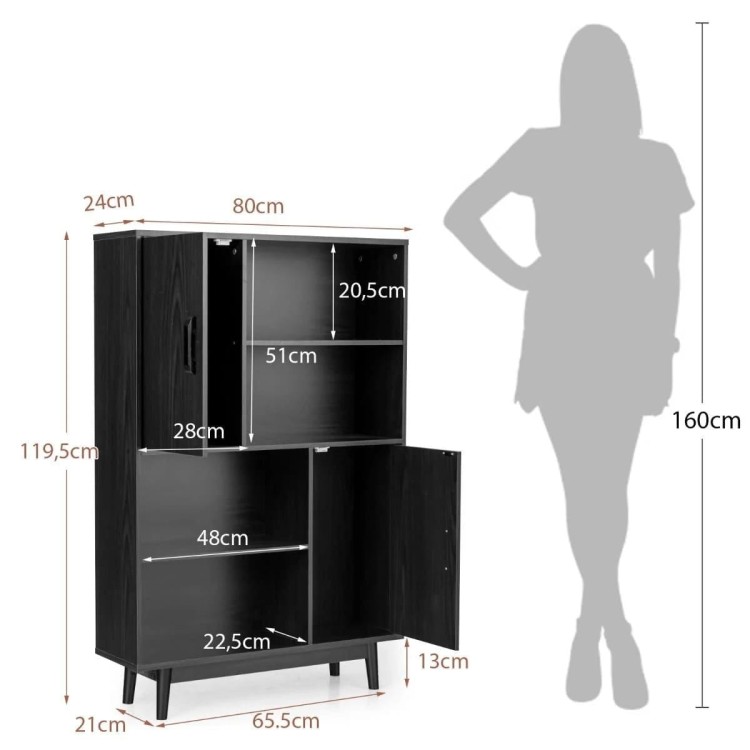 Drewniany kredens z 4 poziomami 80 x 24 x 119,5 cm