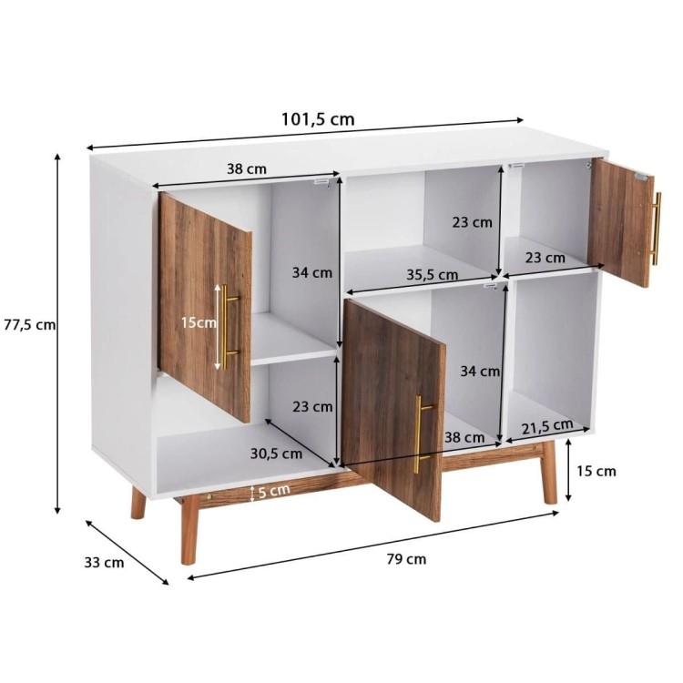 Szafka RTV z drzwiami i przegrodami 101,5 x 33 x 77,5 cm