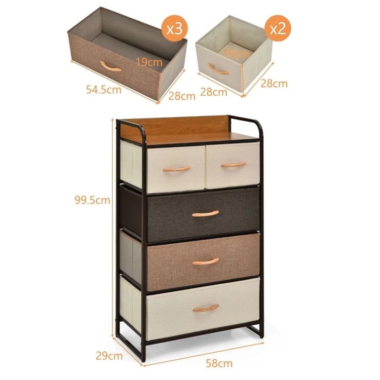 Komoda organizer ze składanymi 5 szufladami 58 x 29 x 99,5 cm