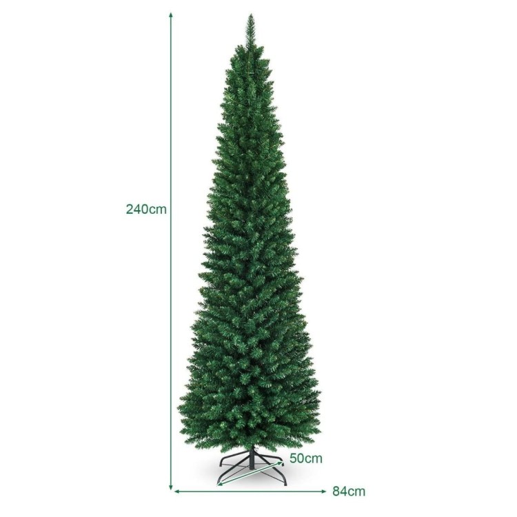 Wąska sztuczna choinka ze stalową podstawą 240 cm