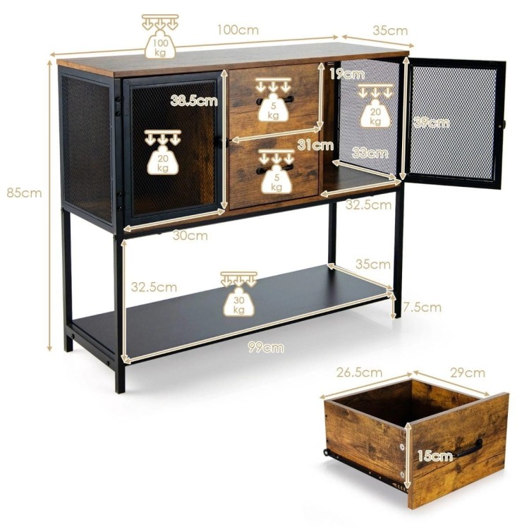 Szafka w stylu industrialnym 100 x 35 x 85 cm