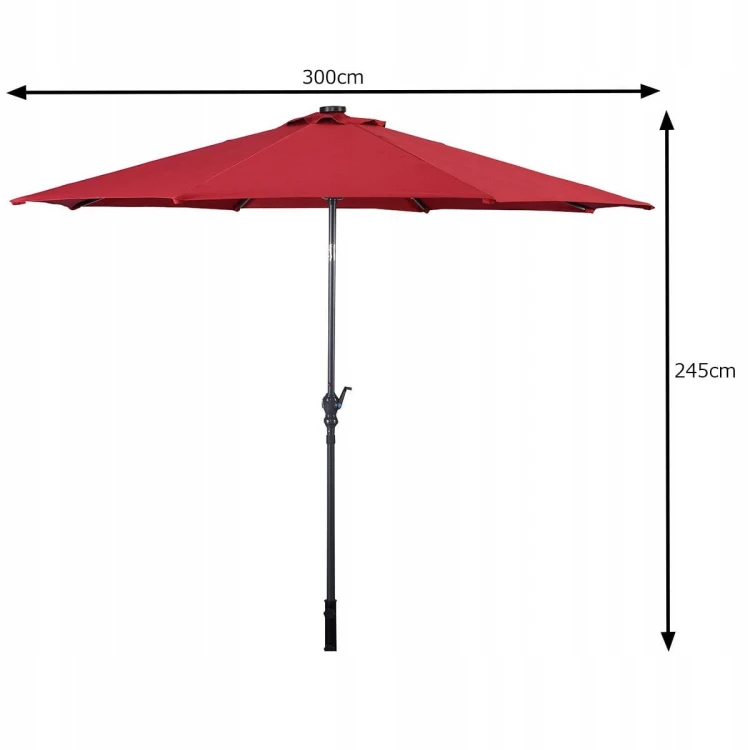 Parasol ogrodowy z solarnymi diodami led 300 cm
