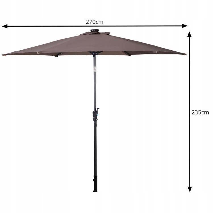 Parasol ogrodowy z diodami solarnymi led 270 cm