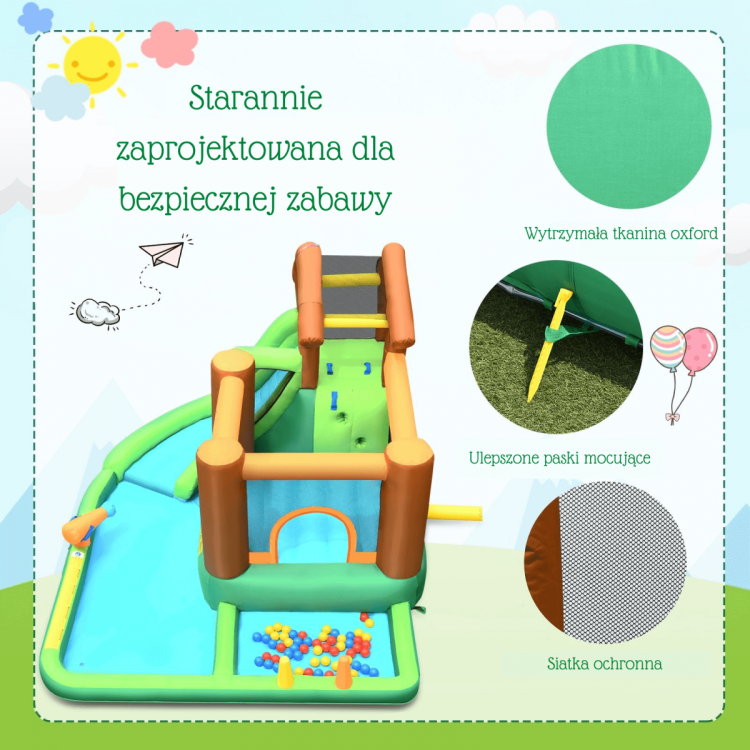 Nadmuchiwany plac zabaw - domek z basenem i zjeżdżalnią