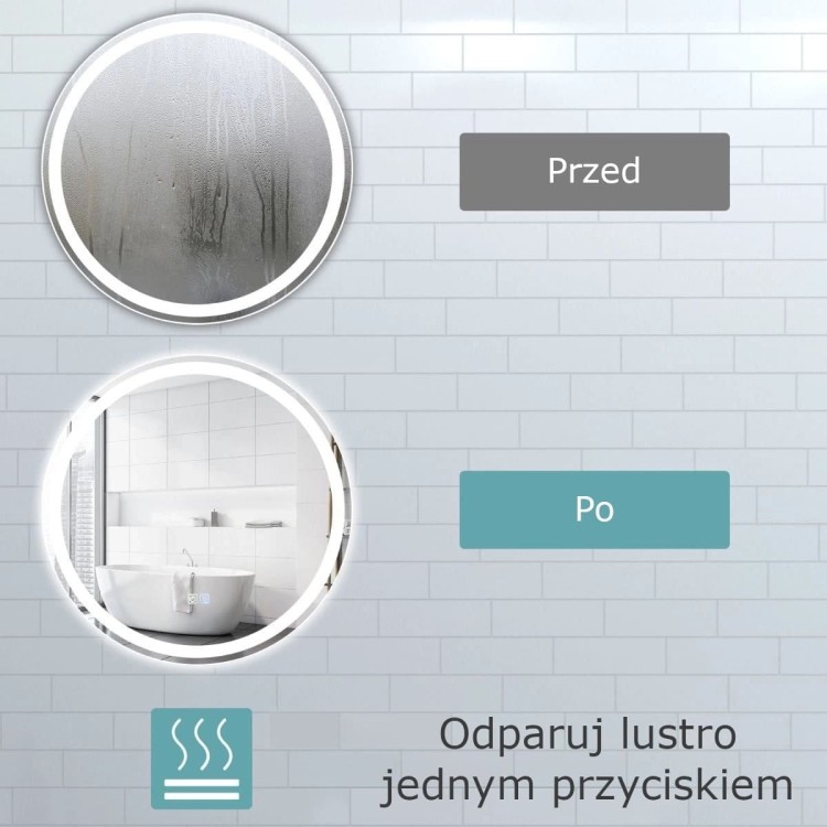 Okrągłe lustro łazienkowe podświetlane LED