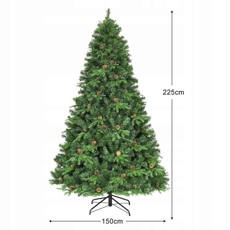 Sztuczna choinka świąteczna z światłami led 225cm