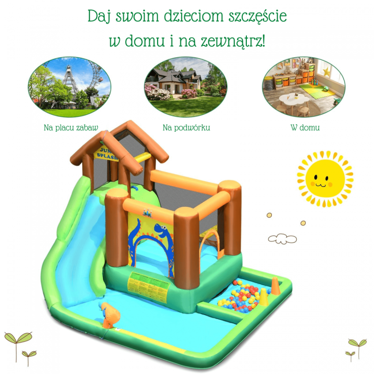Nadmuchiwany plac zabaw - domek z basenem i zjeżdżalnią