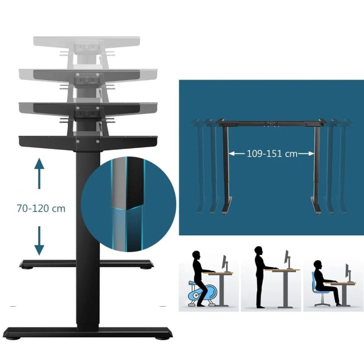 Elektryczny stelaż podstawa do biurka 109-151 x 58 x 70-120cm