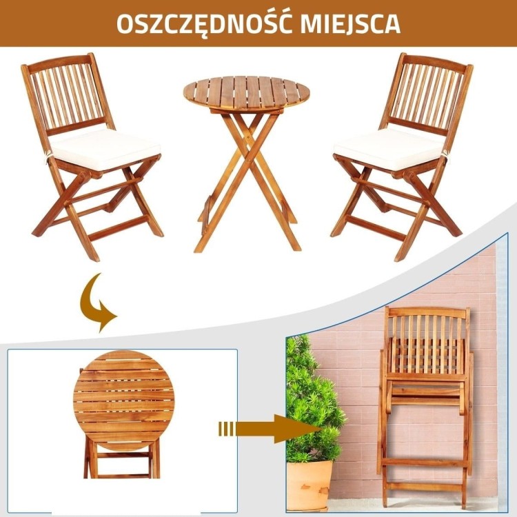 Komplet stół i krzesła ogrodowe z poduszkami