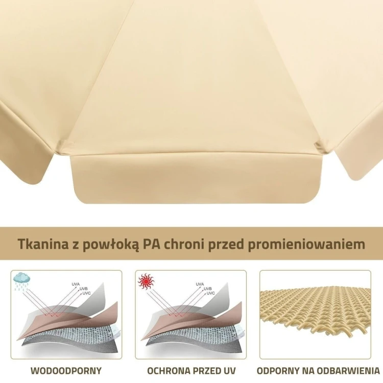 Regulowany parasol ogrodowy plażowy 300 cm