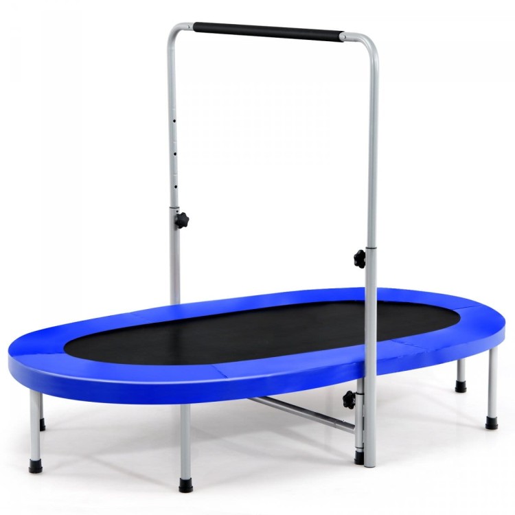 Podwójna trampolina do zabawy i ćwiczeń fitness z poręczą