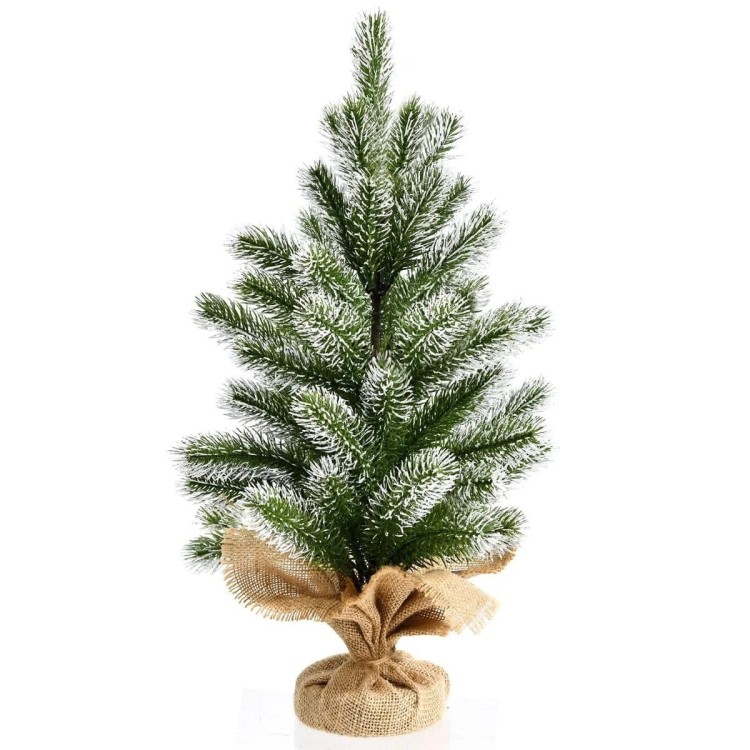 Mini choinka na biurko 50 cm ośnieżona ze stojakiem