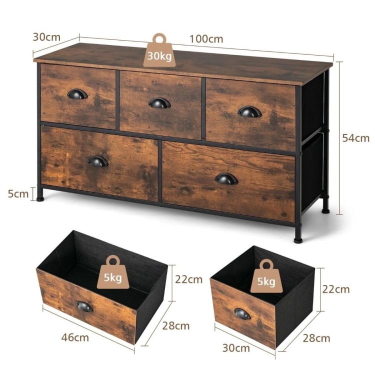 Komoda z materiałowymi szufladami 100 x 30 x 54 cm