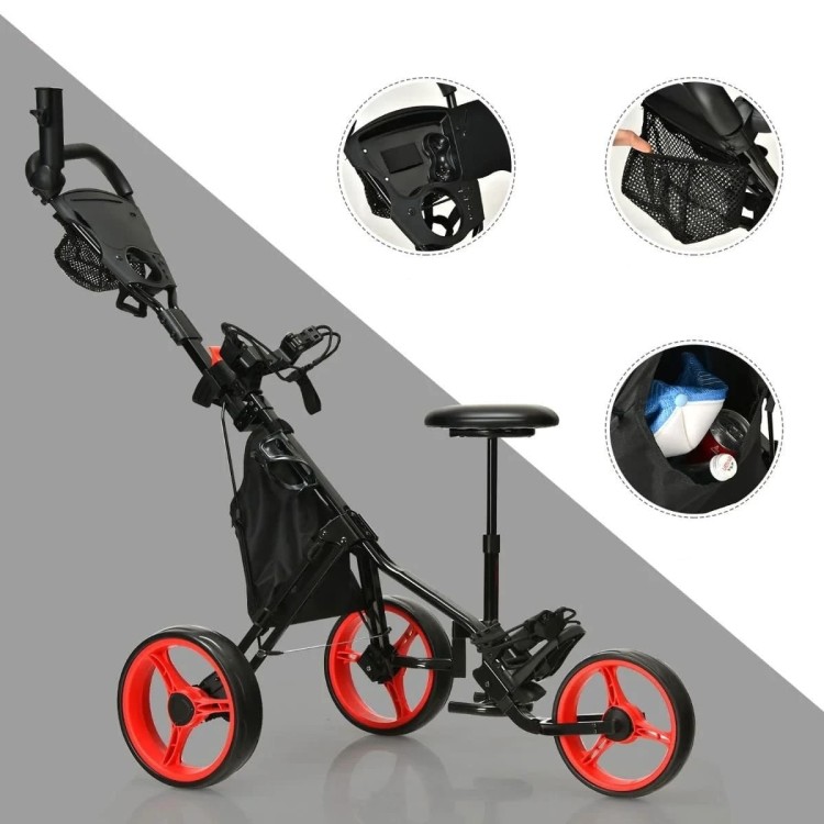 3-kołowy składany wózek golfowy z regulowanym uchwytem