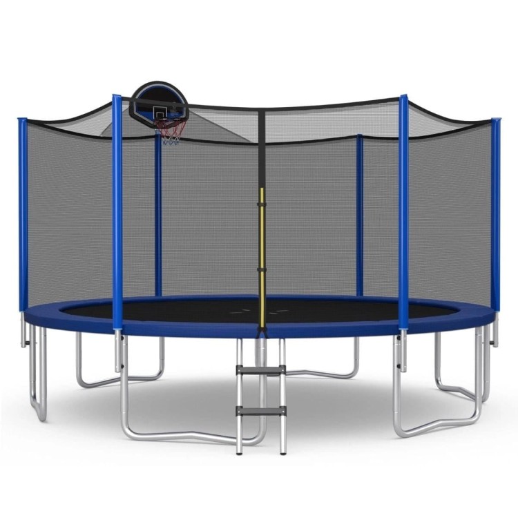 Trampolina z siatką i obręczą do koszykówki 366 x 366 x 269 cm