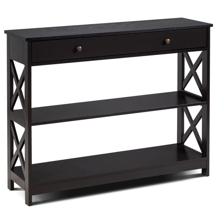 Konsola z szufladą 100 cm czarna Costway