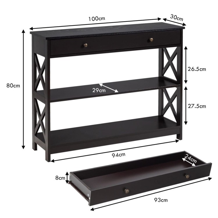 Konsola z szufladą 100 cm czarna Costway
