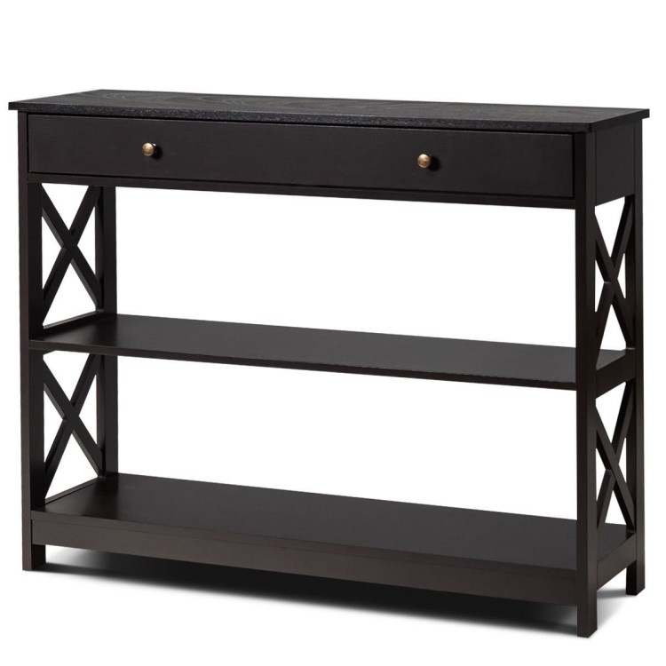 Konsola z szufladą 100 cm czarna Costway