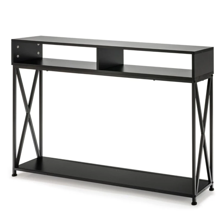 Konsola z otwartymi półkami 120 cm czarna Costway