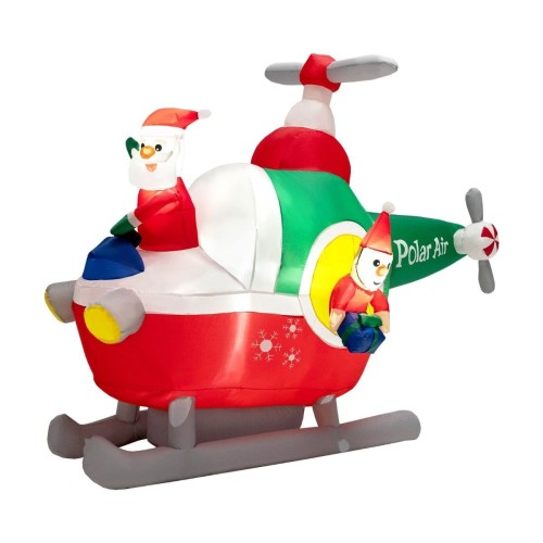 Nadmuchiwany świąteczny helikopter z Mikołajem i elfem