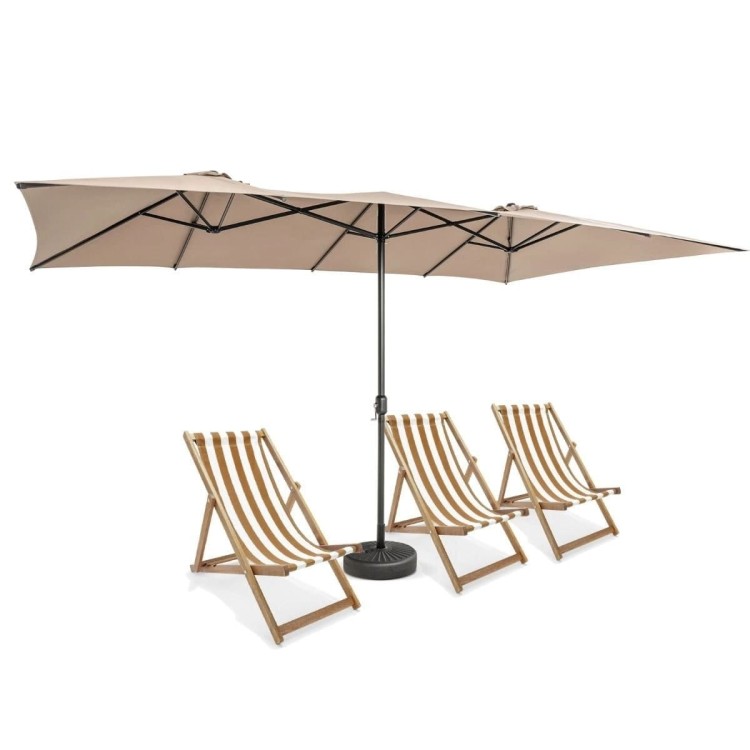 Dwustronny parasol ogrodowy z wentylowanym dachem 426 x 265 x 260 cm odcienie brązu