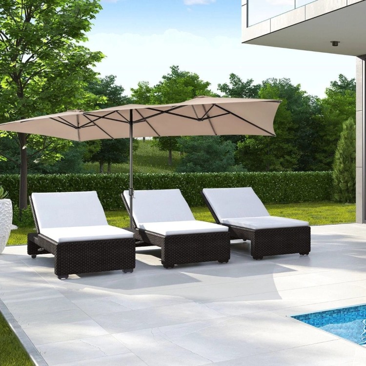Dwustronny parasol ogrodowy z wentylowanym dachem 426 x 265 x 260 cm odcienie brązu