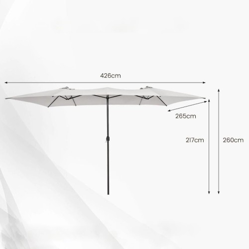 Dwustronny parasol ogrodowy z wentylowanym dachem 426 x 265 x 260 cm beżowy