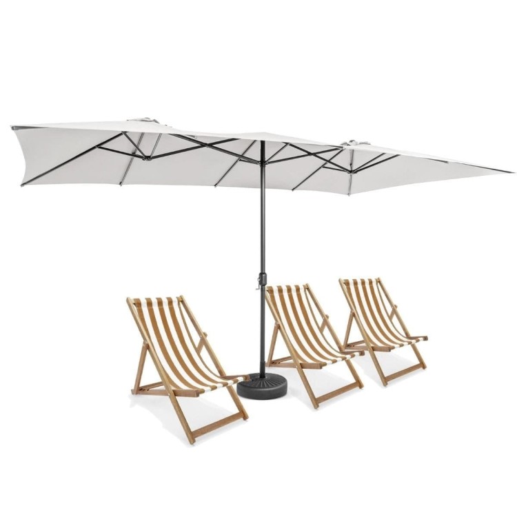 Dwustronny parasol ogrodowy z wentylowanym dachem 426 x 265 x 260 cm beżowy