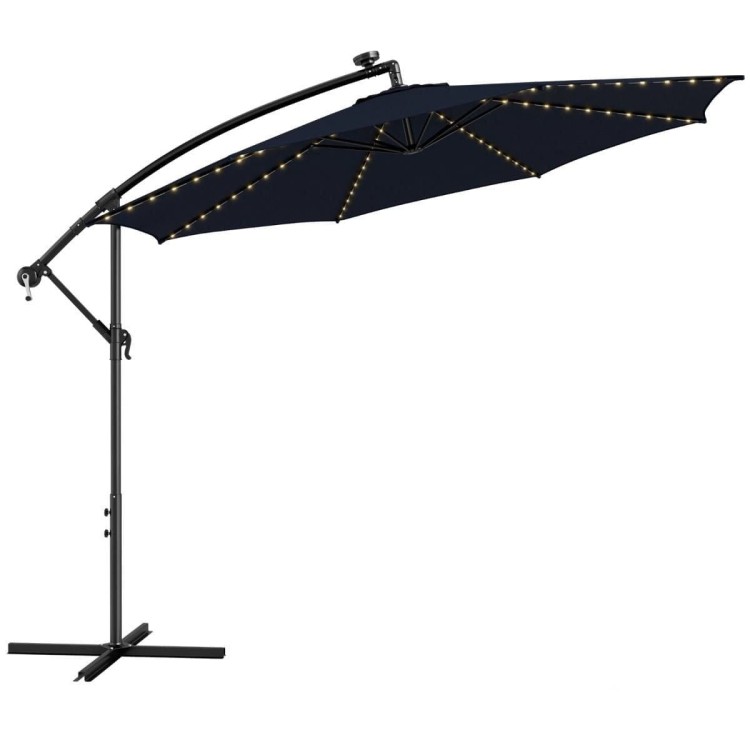 Parasol ogrodowy z solarnymi diodami led 300 cm czarny