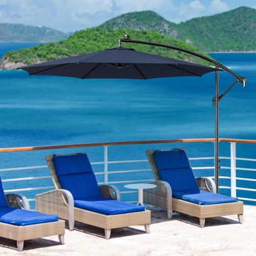 Parasol ogrodowy z solarnymi diodami led 300 cm czarny