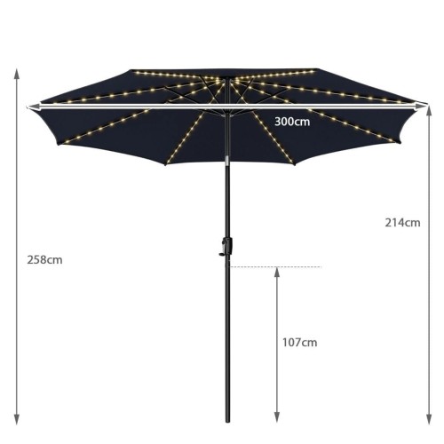 Parasol ogrodowy z solarnymi diodami led 300 cm