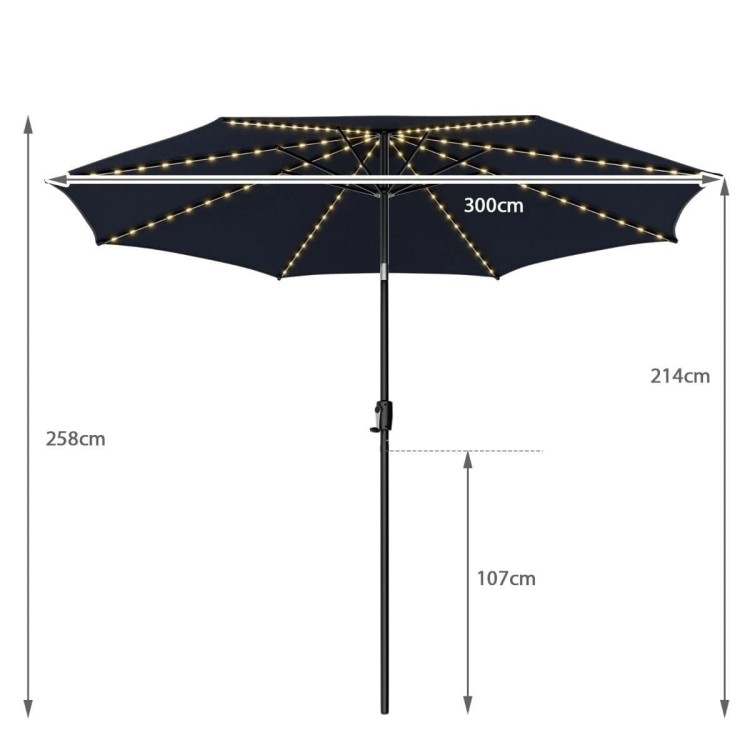 Parasol ogrodowy z solarnymi diodami led 300 cm