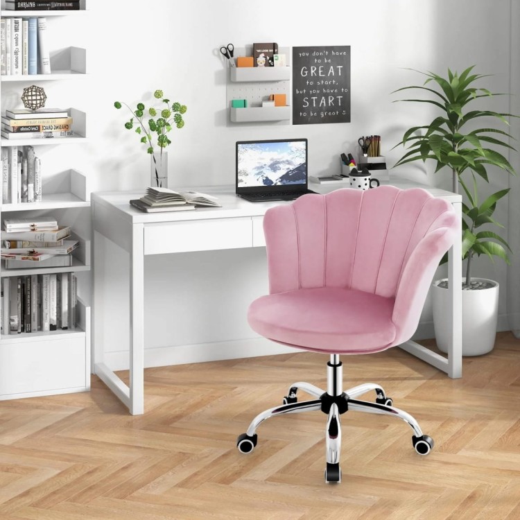 Biurowe krzesło obrotowe z ergonomicznym podparciem różowe