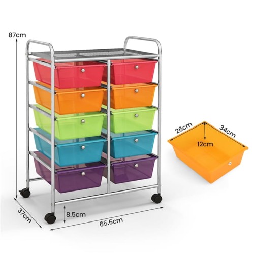Organizer do biura 10 szuflad kolory tęczy JV11073RB