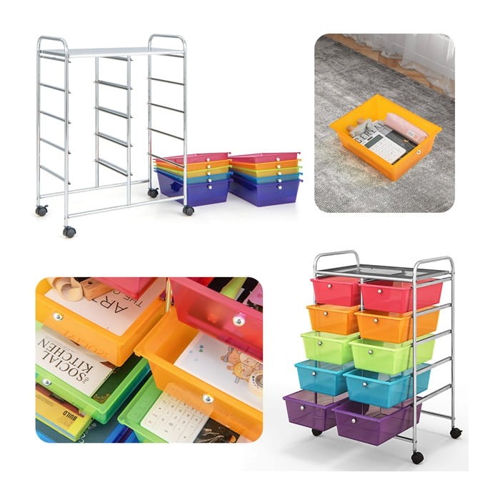 Organizer do biura 10 szuflad kolory tęczy JV11073RB