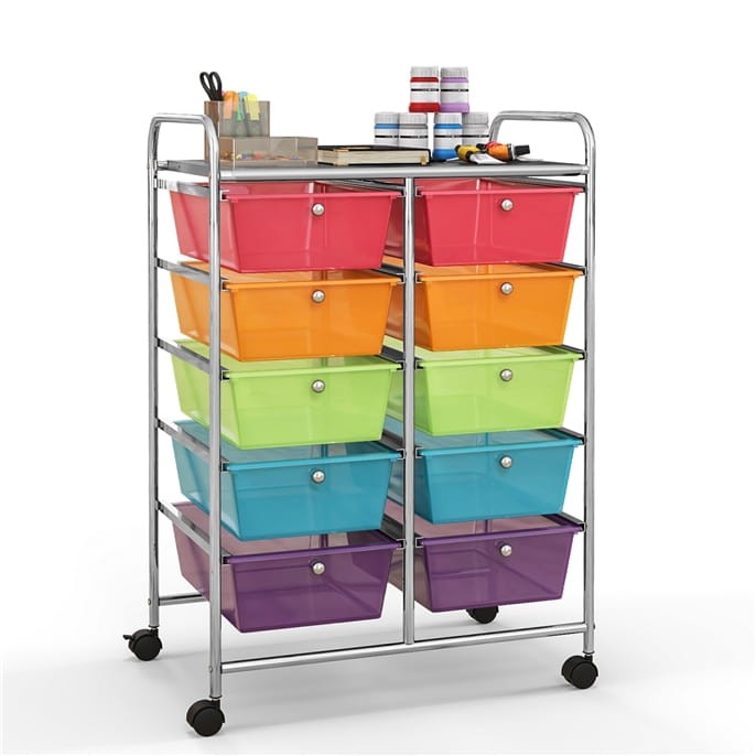 Organizer do biura 10 szuflad kolory tęczy JV11073RB