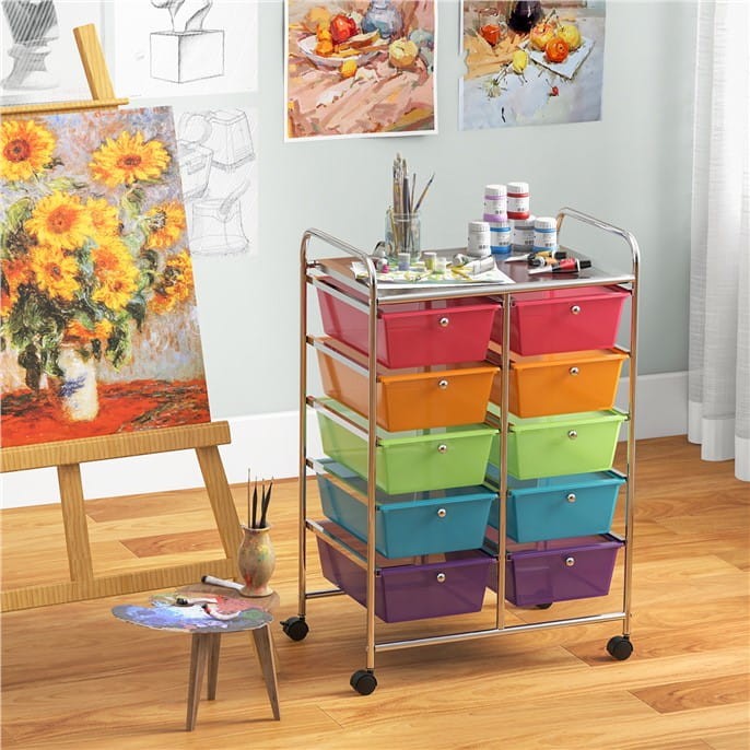 Organizer do biura 10 szuflad kolory tęczy JV11073RB