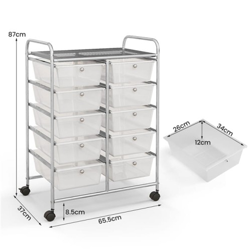 Organizer do biura 10 szuflad przezroczysty JV11073CL